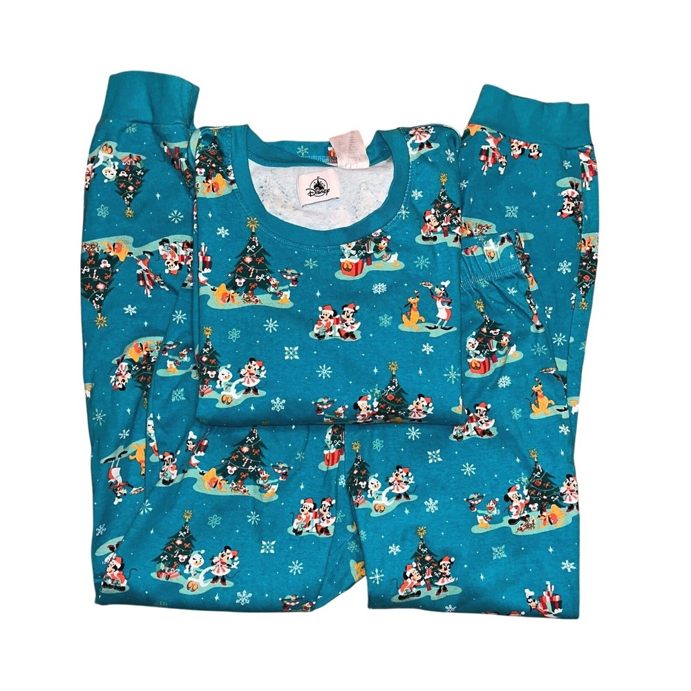 Disney Store Womens NWOT Holiday Christmas Tree Mickey Minnie Print Pajama Set S